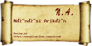 Nánási Arikán névjegykártya